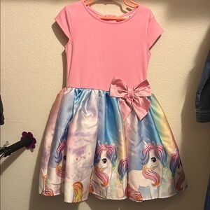 H&M Pink and Multicolor Unicorn Dress